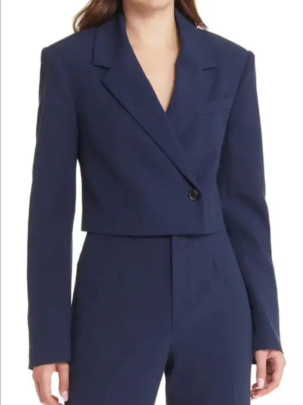 FRAME Navy Crop Blazer in XL